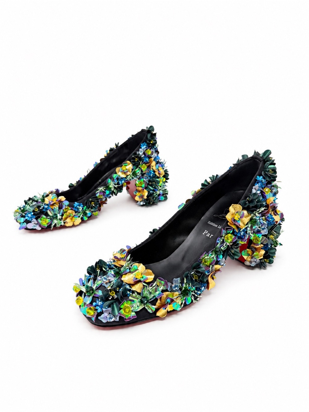 Christian Louboutin Minny Tropica Floral Embellished Pumps EU 38